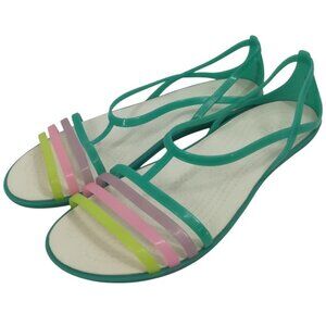Crocs Isabella Island Green Pastel Flat Jelly Shoes Sandals Size 11 Iconic